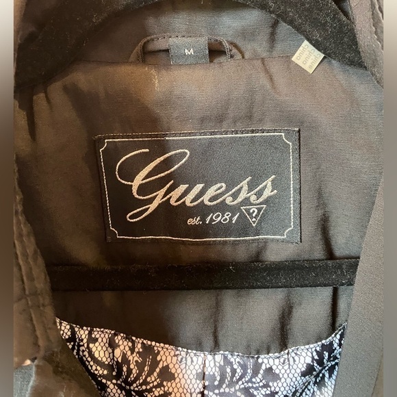 Guess Black Trench Coat Double breasted lightweight size medium - Picture 5 of 10